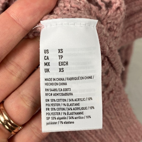 American Eagle mauve mock neck open knit sweater size XS - Picture 9 of 9